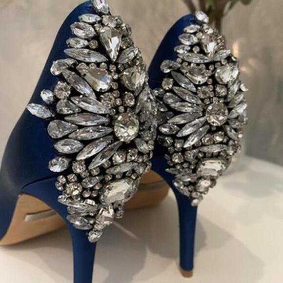 Badgley Mischka Nilla Midnight Blue Crystal Heel 6.5 Excellent - Picture 5 of 9